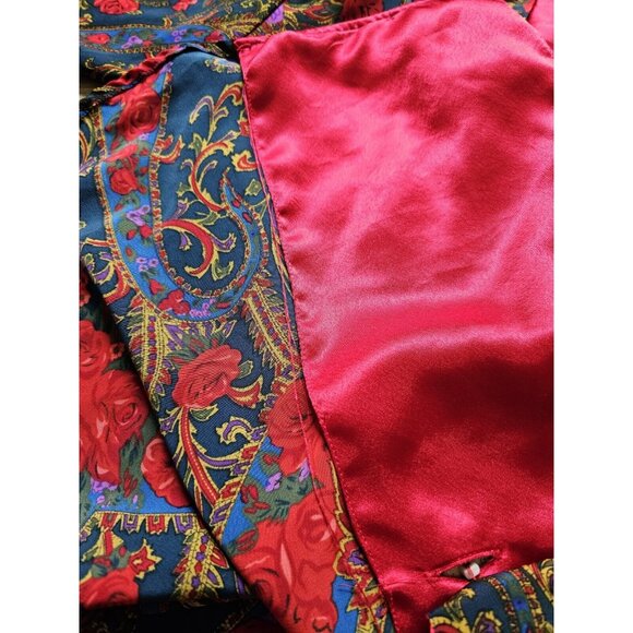 Victorias Secret Gold Label Womens Sleep Shirt Size Medium Red Rose Paisley Vtg - Picture 5 of 11